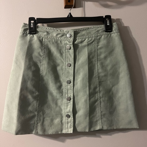 divided-skirts-sage-green-suede-button-mini-skirt-poshmark